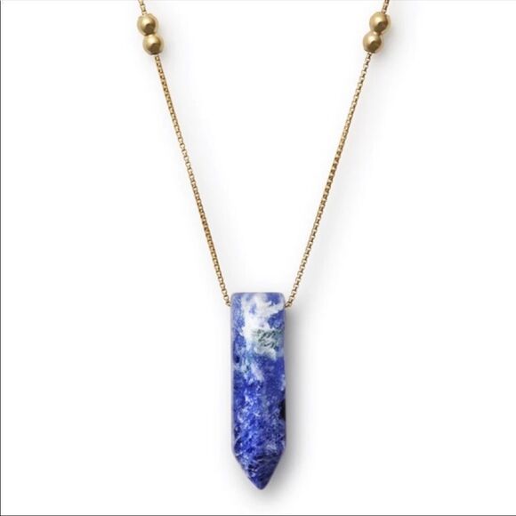 Alex and Ani Earth Sultry Sodalite Pendant Necklace with Station Beads 14kt GP - Picture 1 of 16